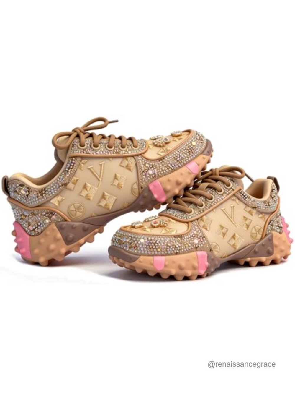 Rhinestone Sparkly Glitter Platform Sneakers for Women Casual Party Shoes